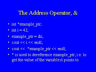 The Address Operator,