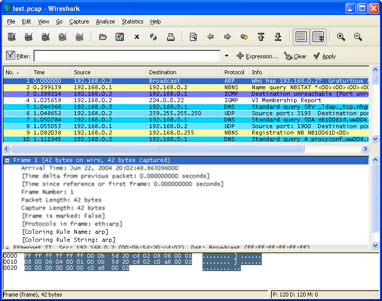 Using color filters with Wireshark