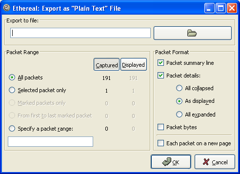 The "Export as Plain Text File" dialog box
